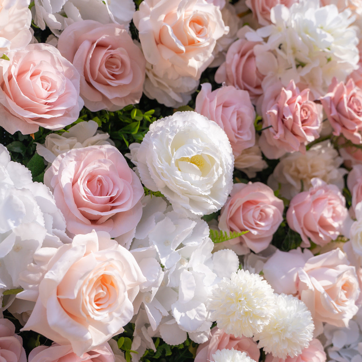 Solara: 3D Elegant Ivory & Blush Rose Silk Flower Wall Curtain for Wedding Ceremony & Events Decor