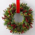 Lighted Christmas Garland with Pine Cones and Red Berries for Mantel