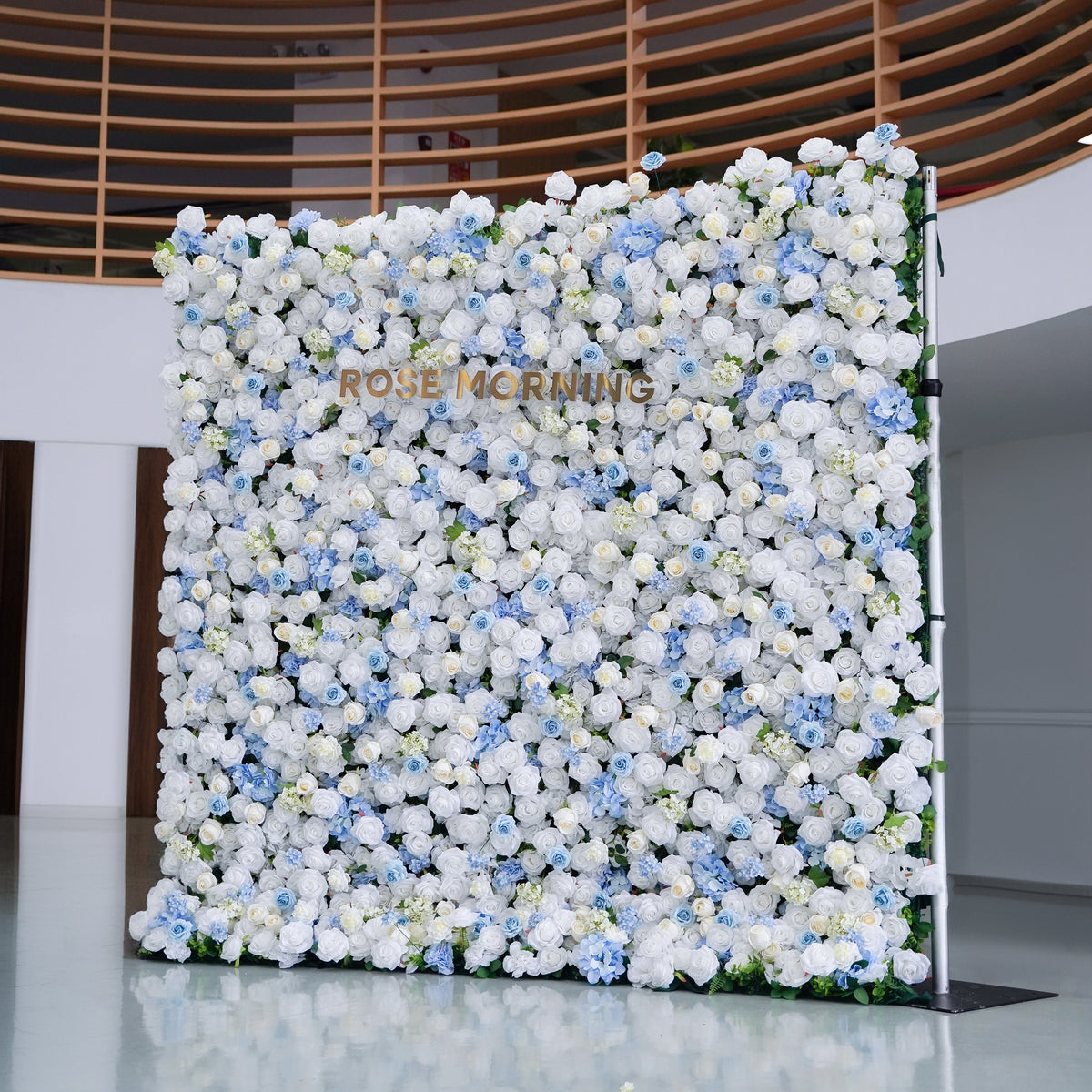 Beata - Blue and White 5D Fabric Roll Up Flower Wall for Wedding Party Event Backdrop