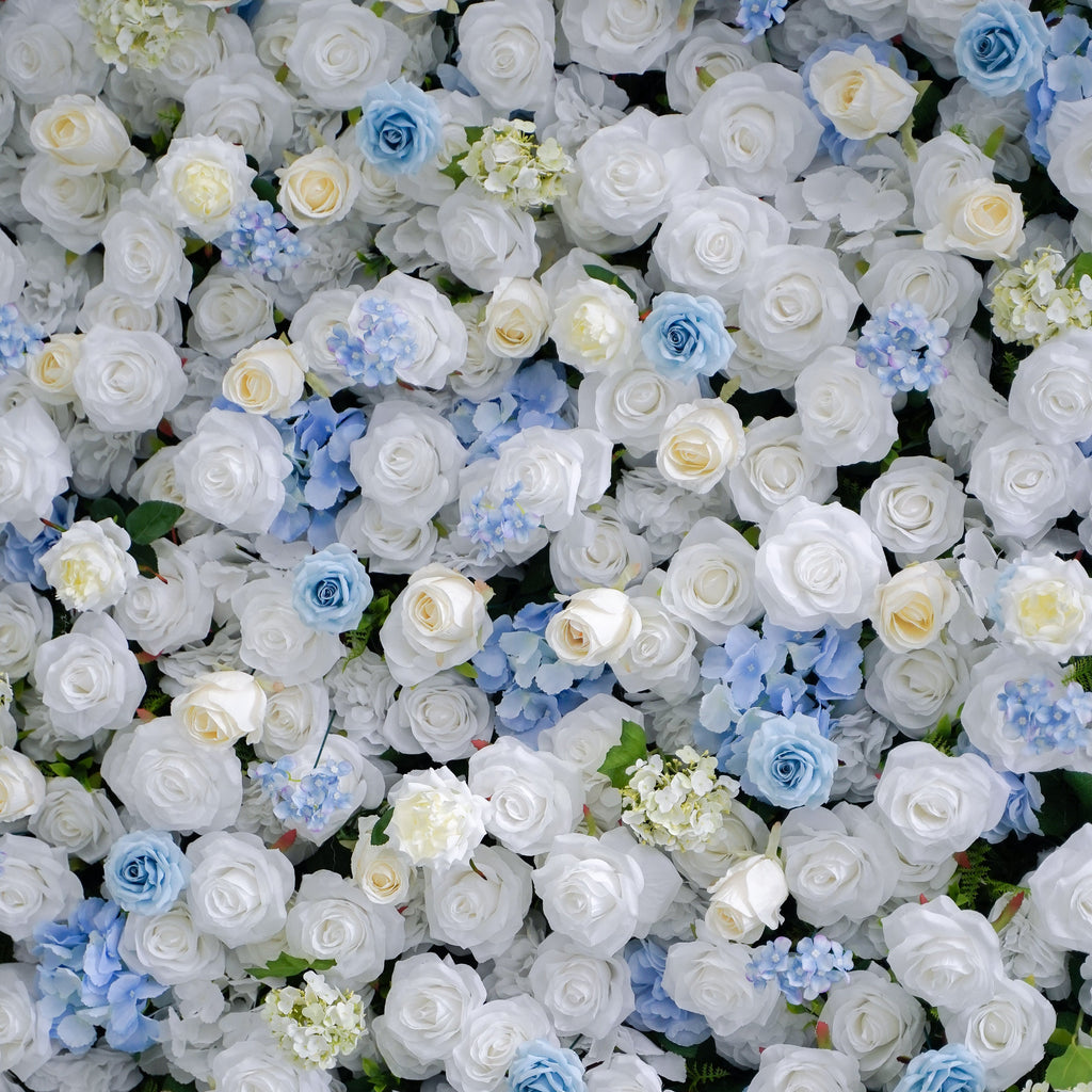 Beata - Blue and White 5D Fabric Roll Up Flower Wall for Wedding Party Event Backdrop