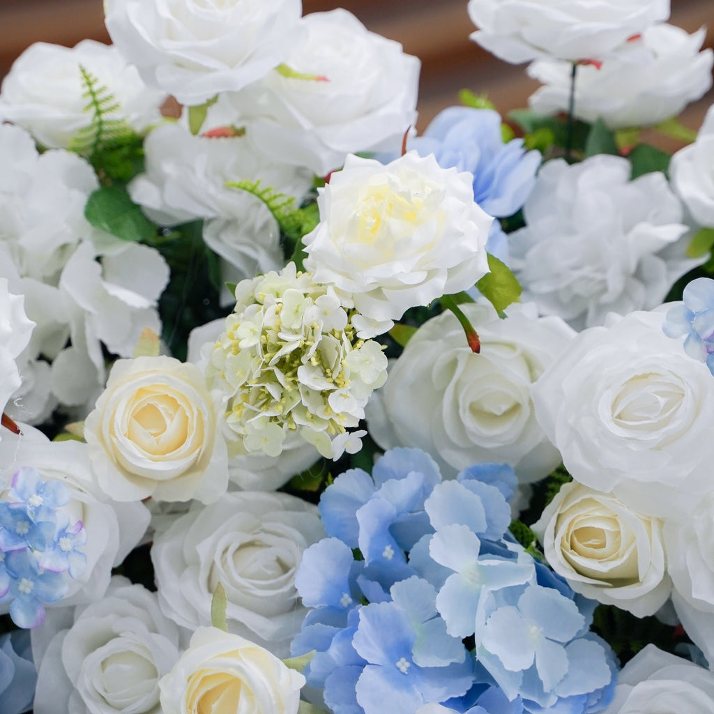 Beata - Blue and White 5D Fabric Roll Up Flower Wall for Wedding Party Event Backdrop