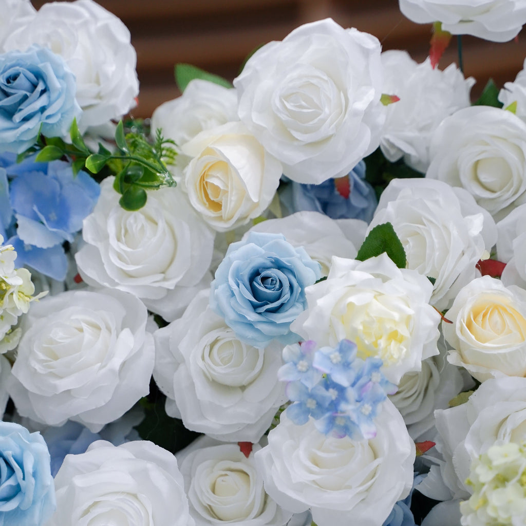 Beata - Blue and White 5D Fabric Roll Up Flower Wall for Wedding Party Event Backdrop