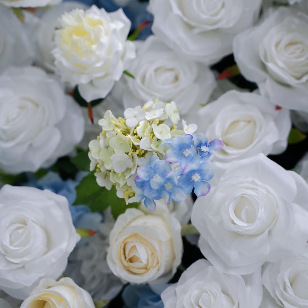 Beata - Blue and White 5D Fabric Roll Up Flower Wall for Wedding Party Event Backdrop