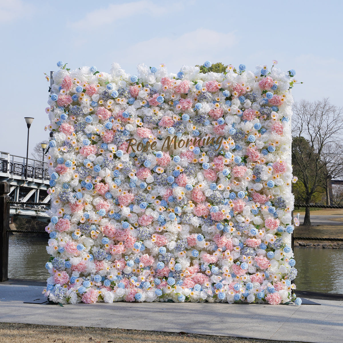 Bee：5D Fabric Artificial rolling up curtain flower wall (Ready to ship)
