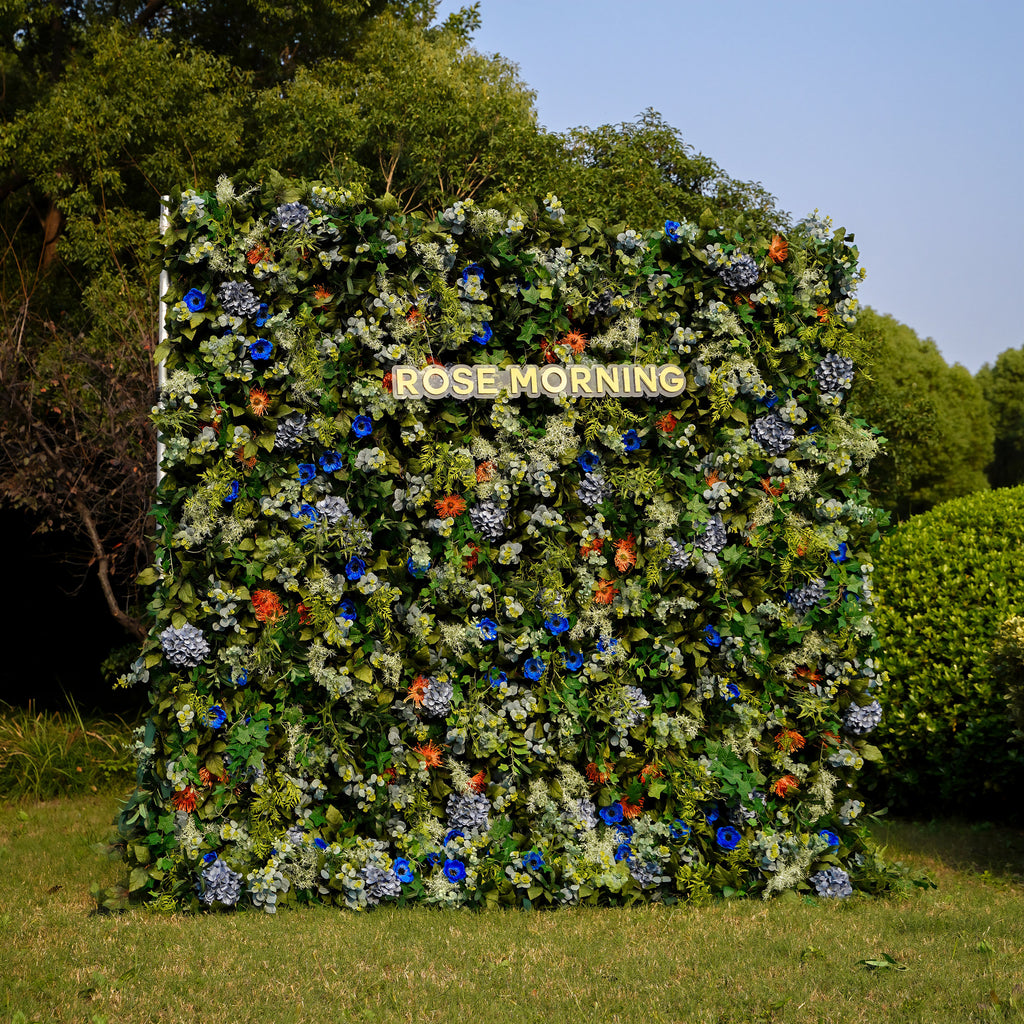 Belle：7D Fabric Artificial rolling up curtain flower wall