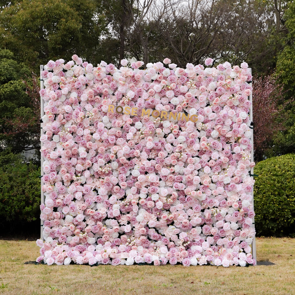 Bliss：4D Fabric Artificial zip up curtain flower wall 8ft*8ft(Ready to ship-Only USA)