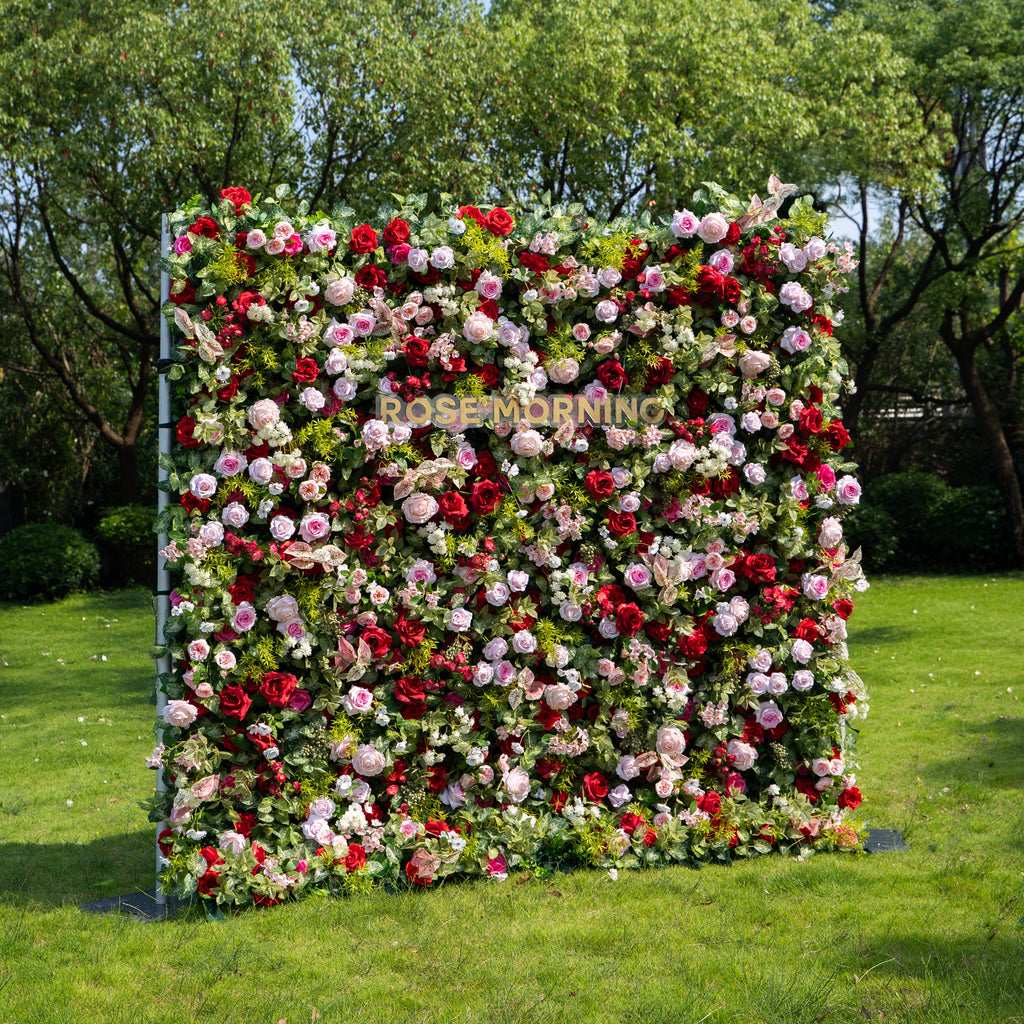 Bonjour：5D Fabric Artificial zip up curtain flower wall 8ft*8ft