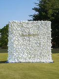 Breath：5D White Roses Fabric Artificial rolling up curtain flower wall
