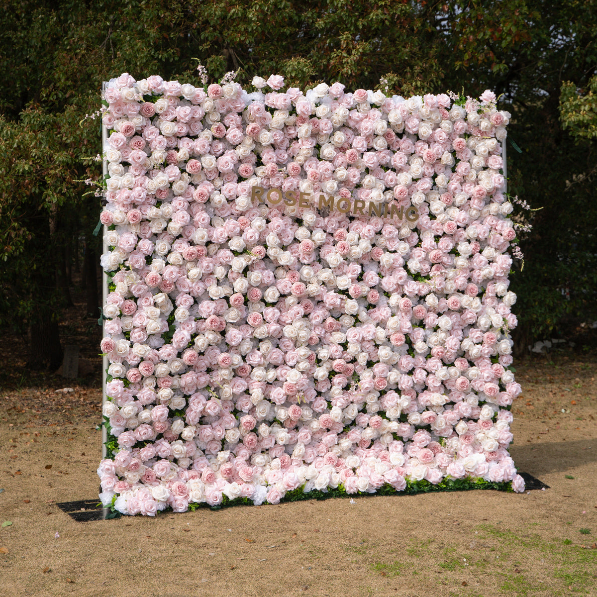 Caius: Luxury 5D Cream & Blush Silk Floral Wall Roll-Up Fabric Backdrop for Dreamy Garden Weddings & Bridal Showers