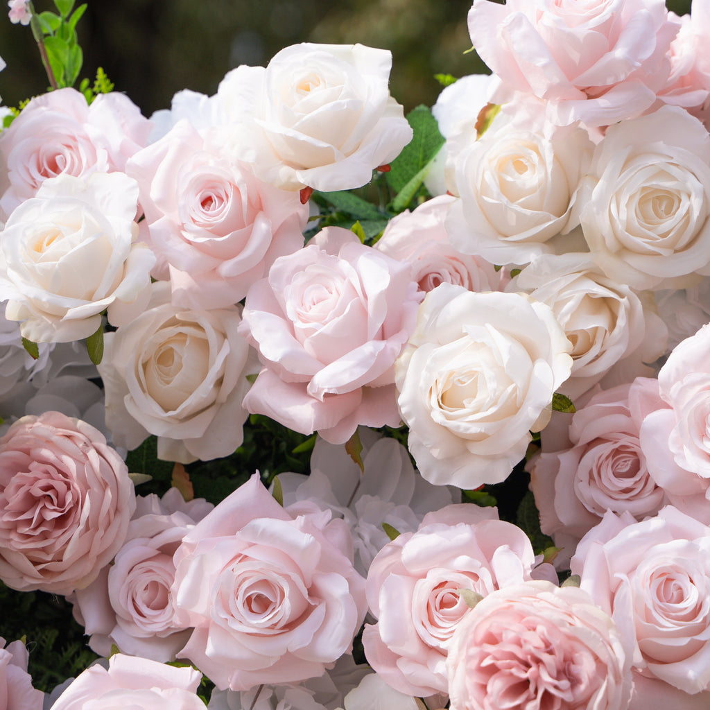 Caius: Luxury 5D Cream & Blush Silk Floral Wall Roll-Up Fabric Backdrop for Dreamy Garden Weddings & Bridal Showers