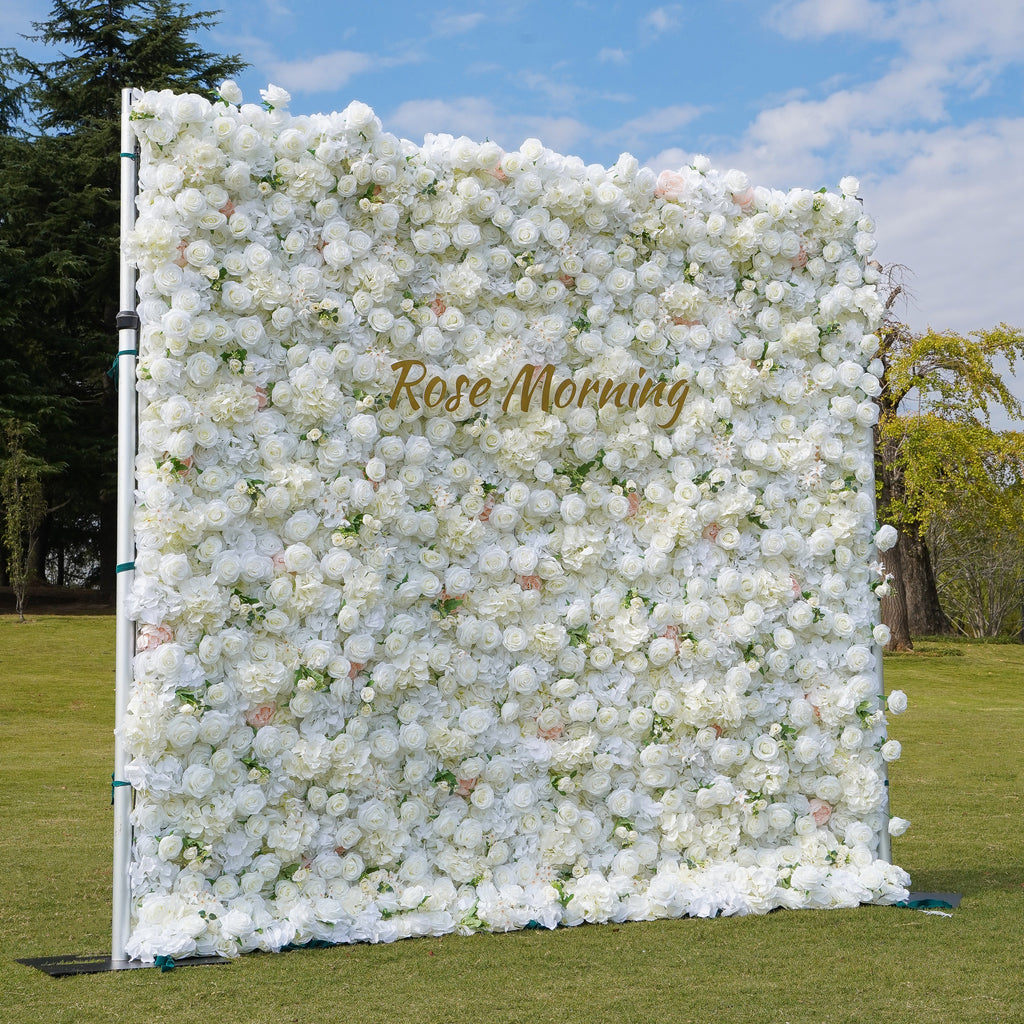 Caren：4D Fabric Artificial rolling up curtain flower wall
