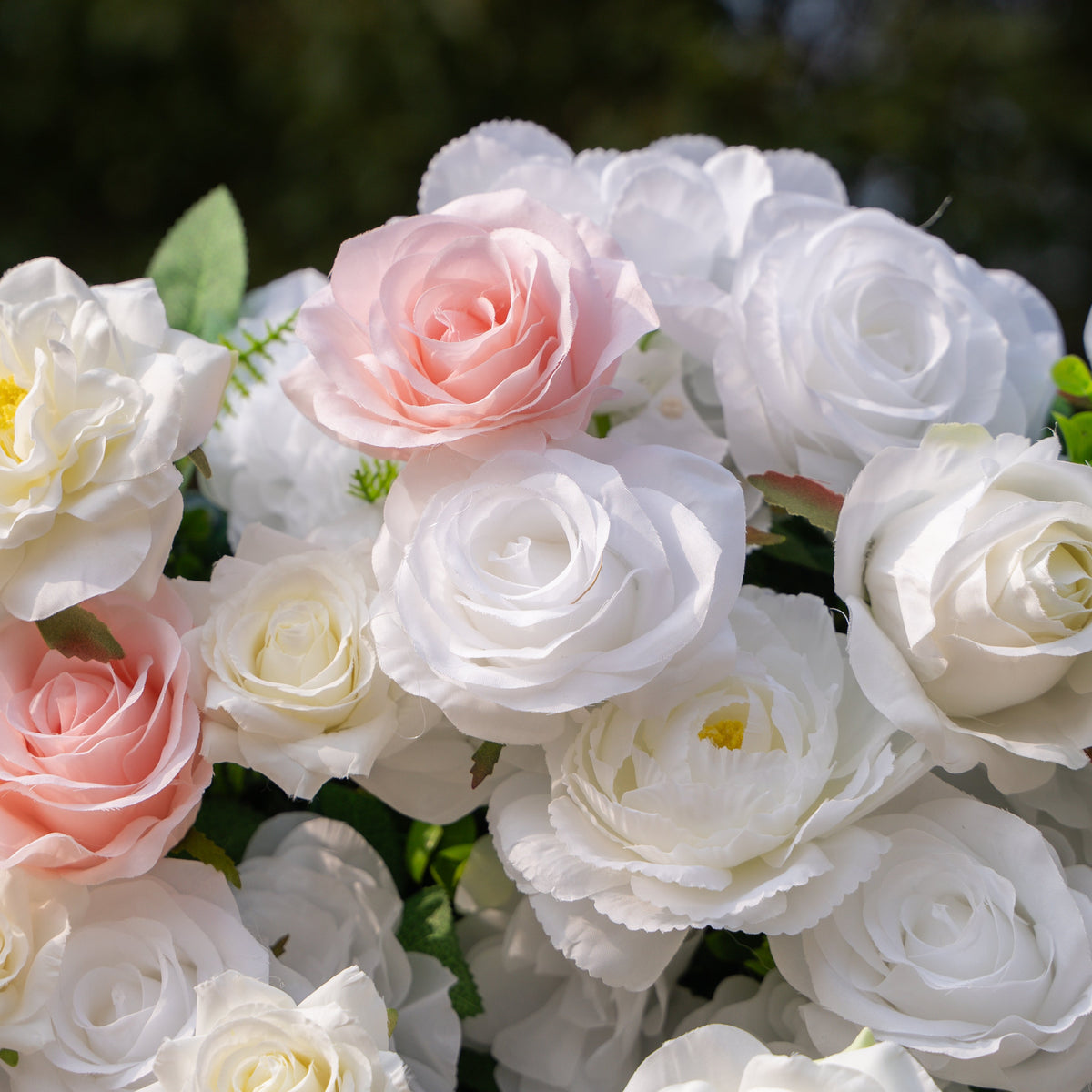 Céline: 3D Elegant White & Blush Pink Silk Rose Flower Wall Roll-Up Fabric Backdrop for Luxury Weddings & Events(In Us Stock & Shipping 5-7 Days)