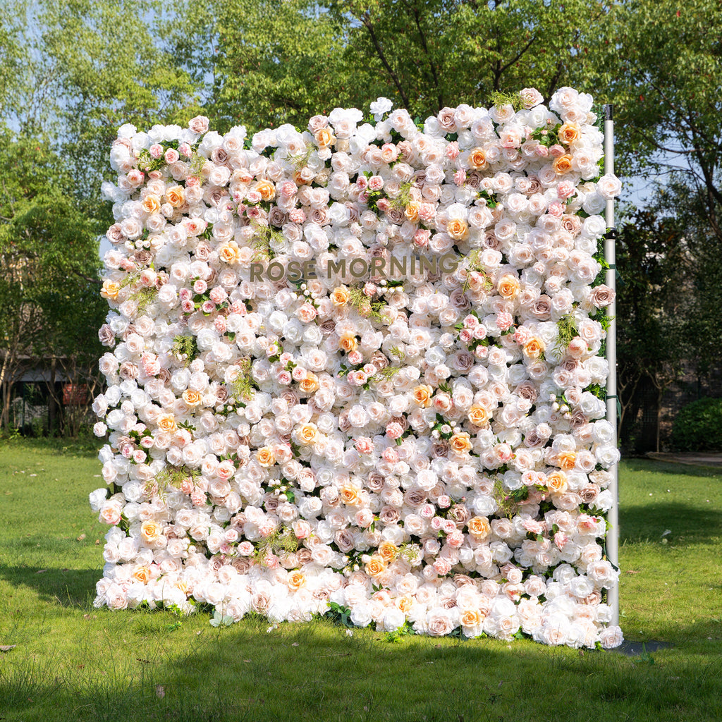 Corissa：5D Fabric Artificial zip up curtain flower wall 8ft*8ft