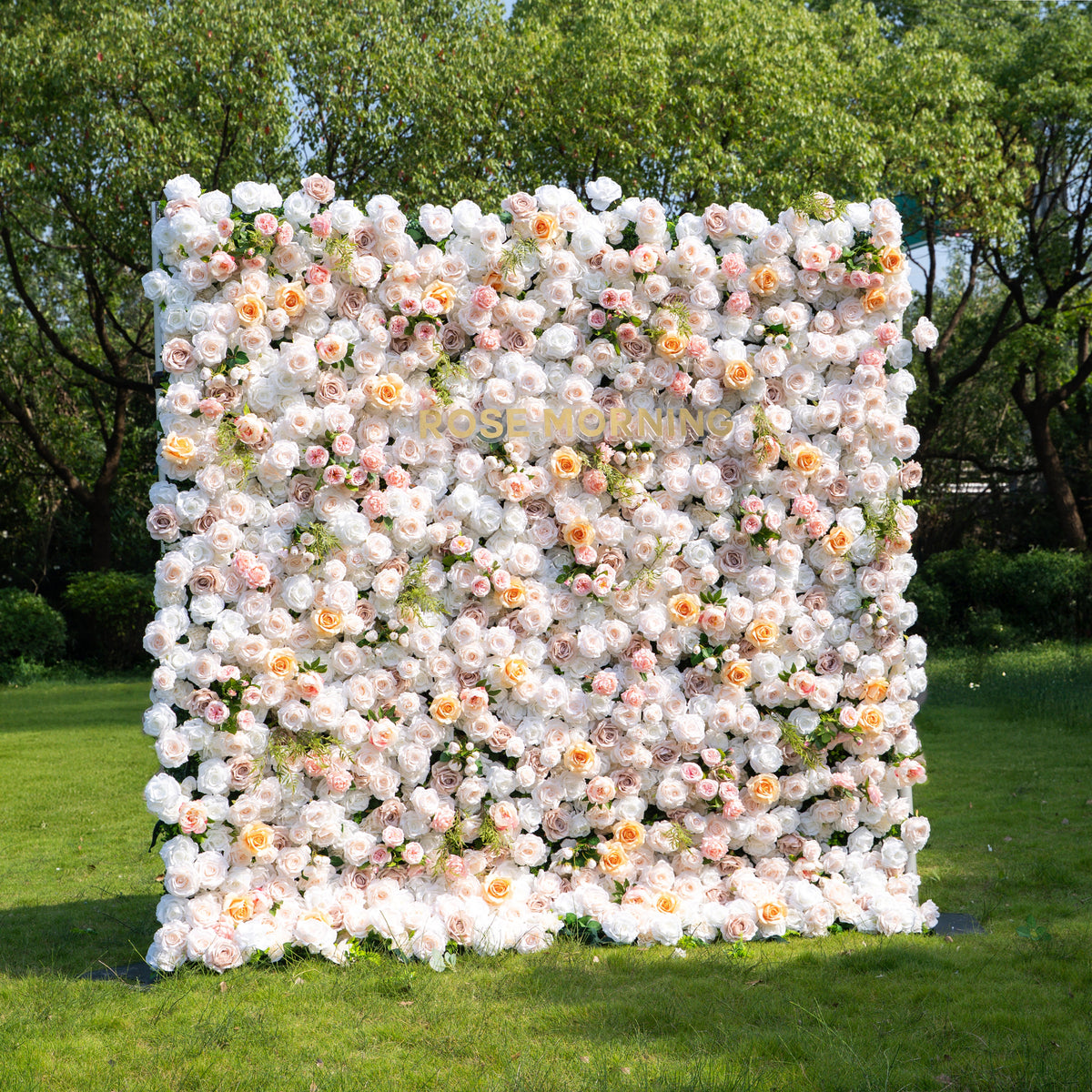 Corissa：5D Fabric Artificial zip up curtain flower wall 8ft*8ft