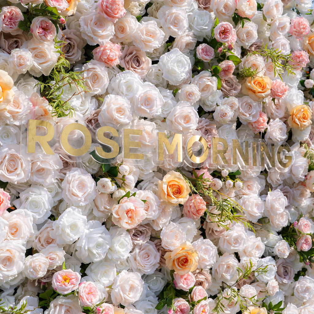 Corissa：5D Fabric Artificial zip up curtain flower wall 8ft*8ft