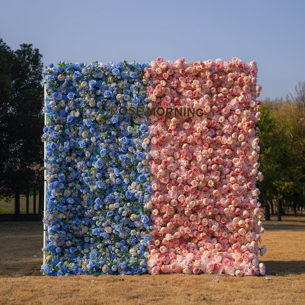 Cyan：5D 2023 Fabric Artificial rolling up curtain flower wall