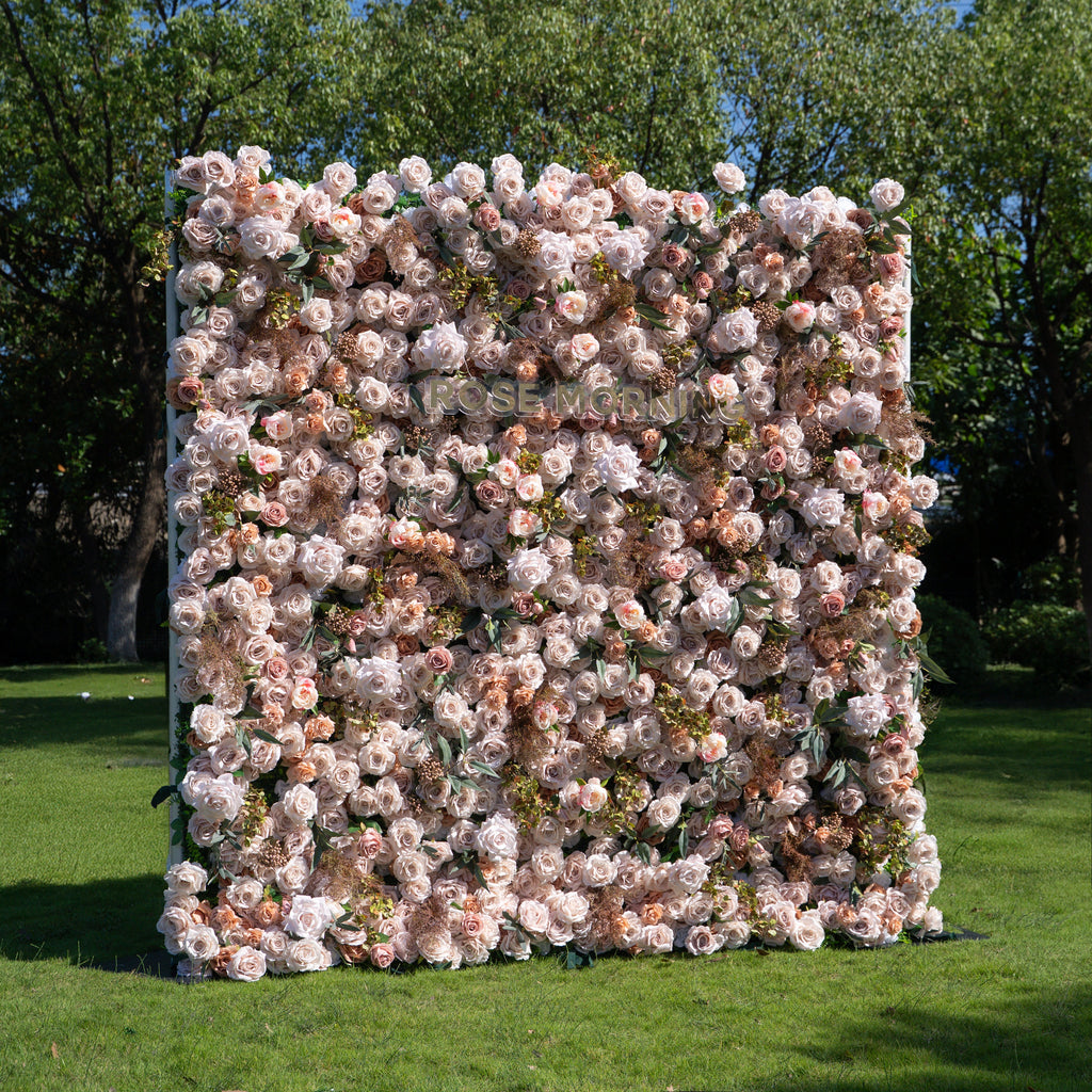 Destino：4D Fabric Artificial zip up curtain flower wall 8ft*8ft