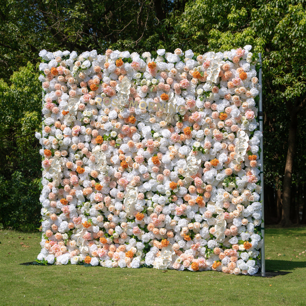 Eden：4D Fabric Artificial zip up curtain flower wall 8ft*8ft