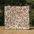 Elara: 3D Champagne & White Silk Rose Roll-Up Curtain Floral Wall Backdrop for Wedding Party & Event Decor(Delivery in 5-7 Days Only USA))