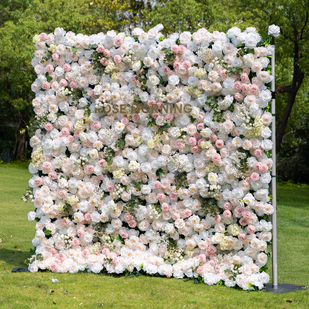 Elia：5D Fabric Artificial zip up curtain flower wall 8ft*8ft