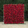 Elysia: 3D Luxury Burgundy Silk Rose Flower Wall Roll-Up Fabric Backdrop for Romantic Weddings & Events