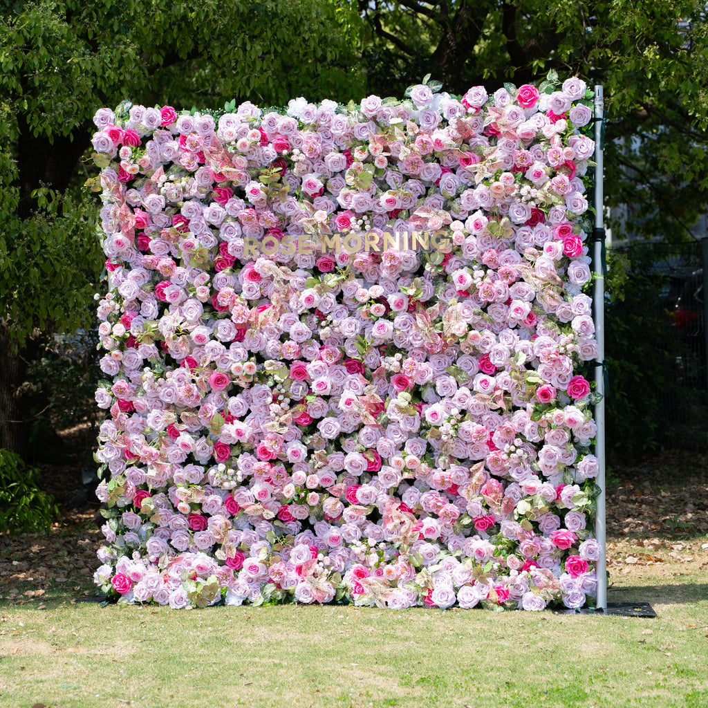 Eugenia：5D Fabric Artificial zip up curtain flower wall 8ft*8ft