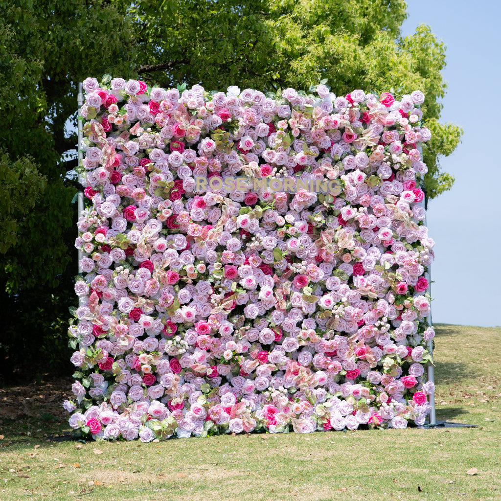 Eugenia：5D Fabric Artificial zip up curtain flower wall 8ft*8ft