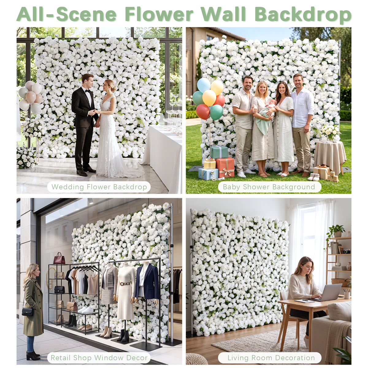 Ethereal: 3D Blush Rose Silk Flower Wall Curtain for Wedding Ceremony & Events Decor (In US Stock 5-7 Days)
