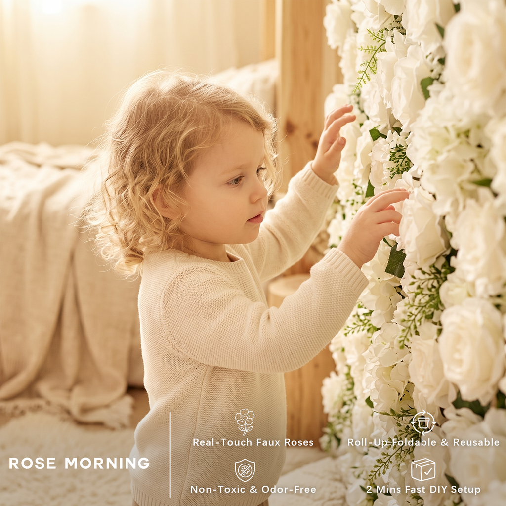 Ethereal: 3D Blush Rose Silk Flower Wall Curtain for Wedding Ceremony & Events Decor (In US Stock 5-7 Days)