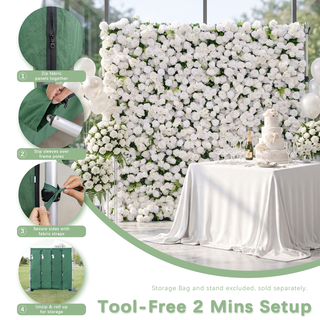 Ethereal: 3D Blush Rose Silk Flower Wall Curtain for Wedding Ceremony & Events Decor (In US Stock 5-7 Days)