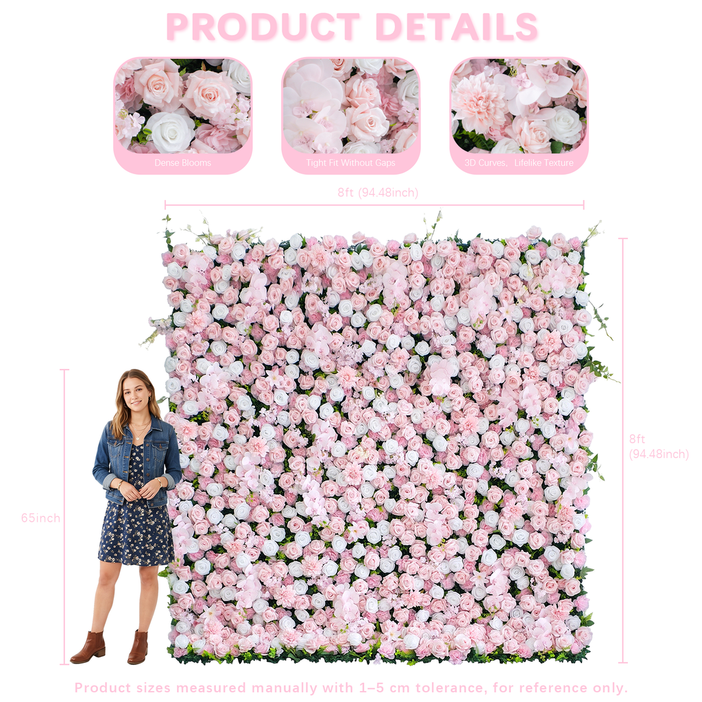 Blush: 3D Blush Rose Silk Flower Wall Curtain for Wedding Ceremony & Events Decor (In US Stock 5-7 Days)
