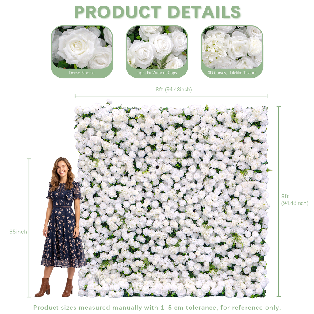 Ethereal: 3D Blush Rose Silk Flower Wall Curtain for Wedding Ceremony & Events Decor (In US Stock 5-7 Days)