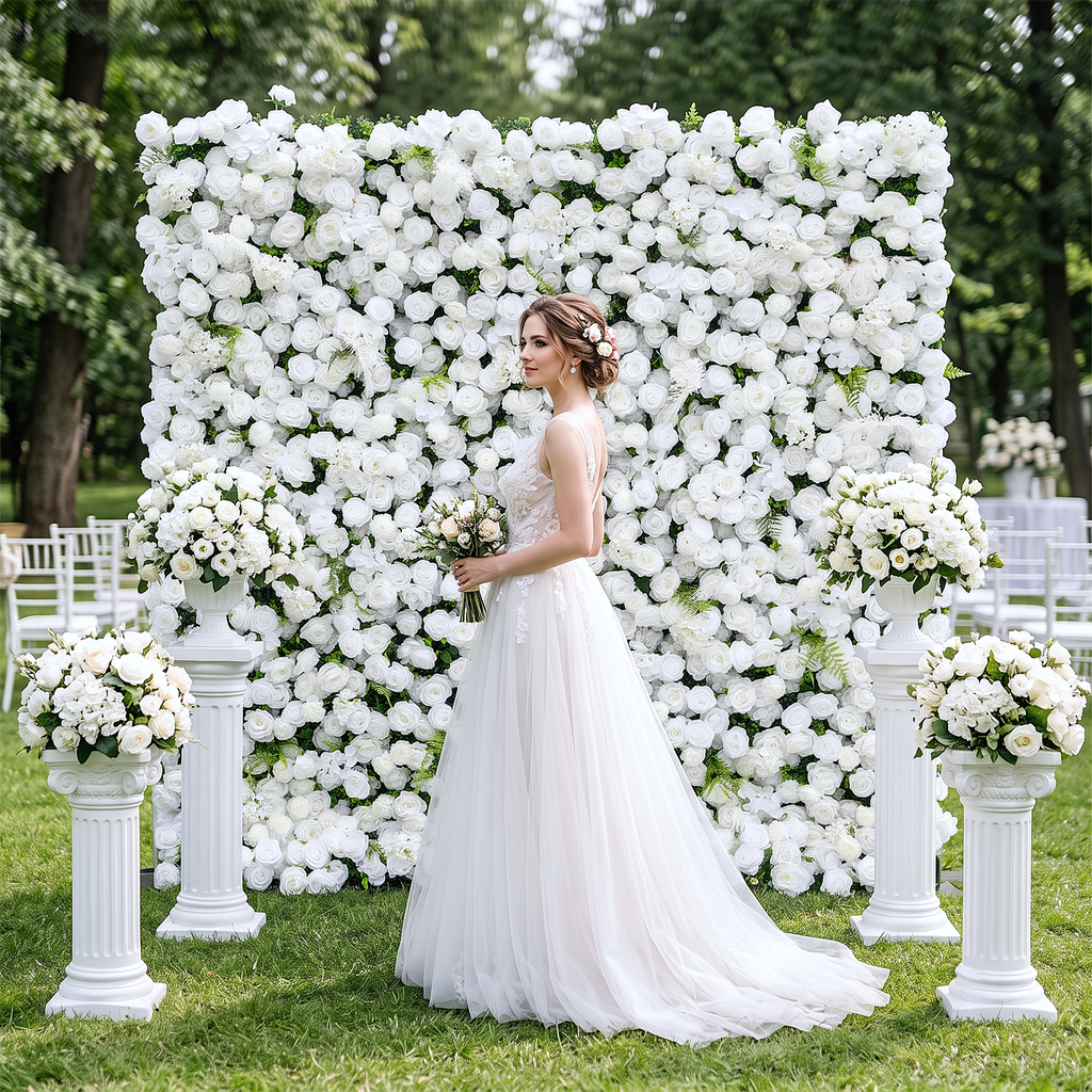 Ethereal: 3D Blush Rose Silk Flower Wall Curtain for Wedding Ceremony & Events Decor (In US Stock 5-7 Days)