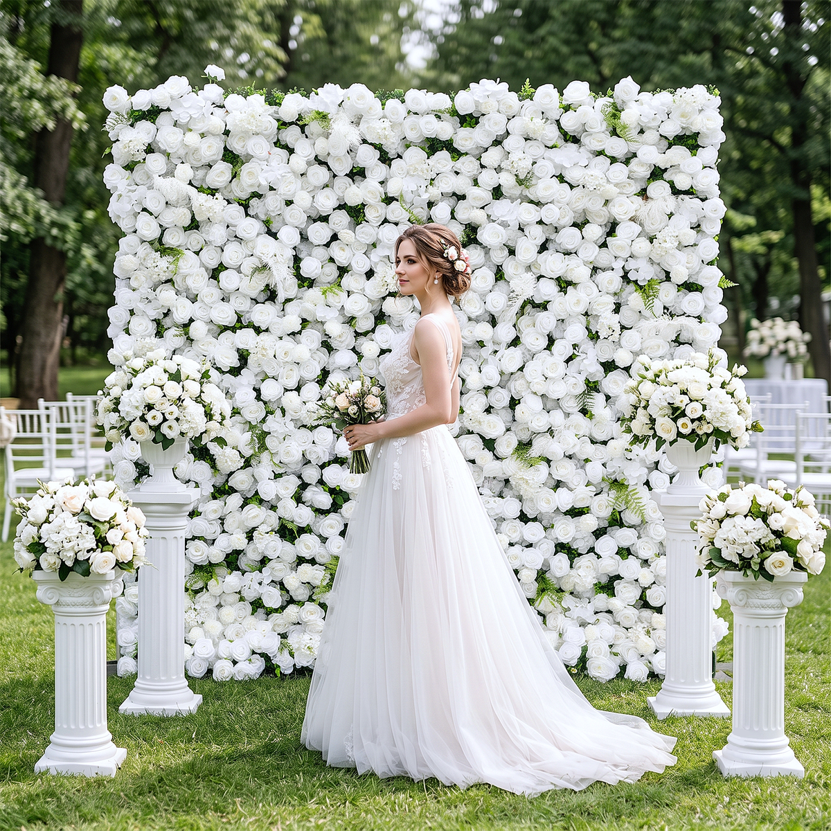 Ethereal: 3D Blush Rose Silk Flower Wall Curtain for Wedding Ceremony & Events Decor (In US Stock 5-7 Days)