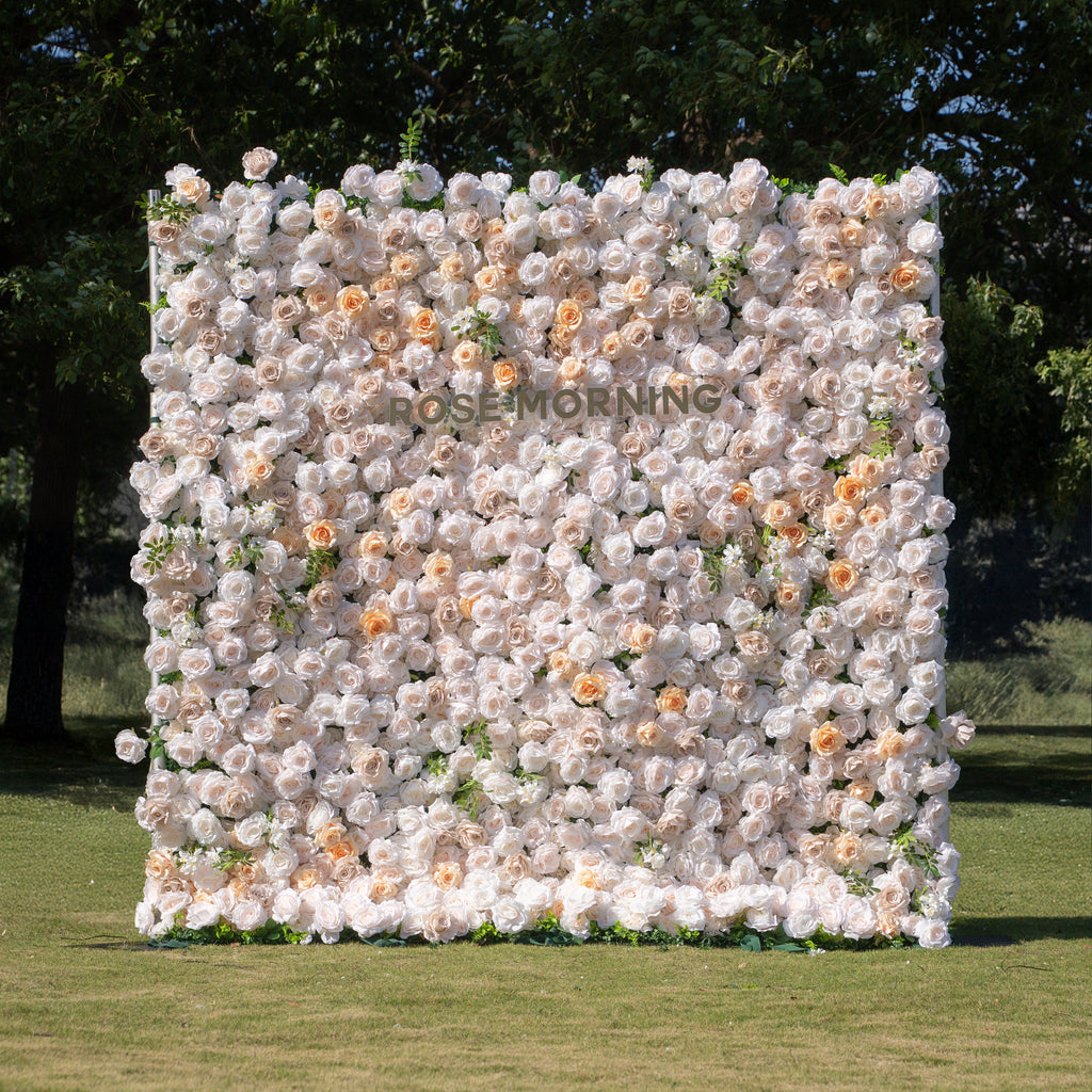 Frangipani：5D Fabric Artificial rolling up curtain flower wall
