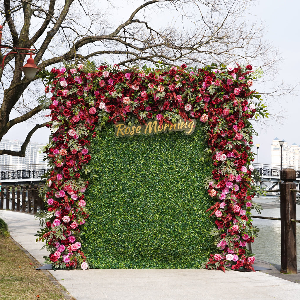 Gugu：2D Fabric Artificial rolling up curtain flower wall