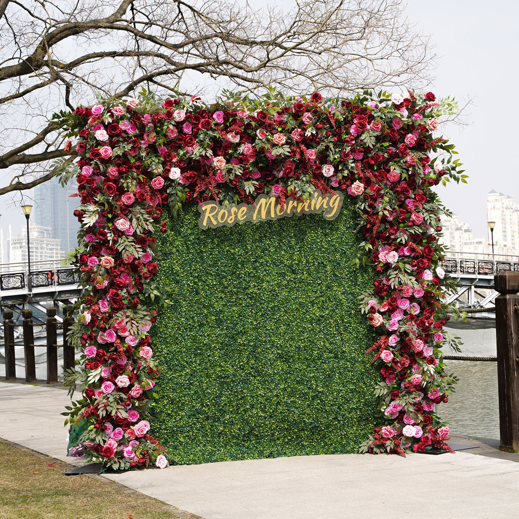Gugu：2D Fabric Artificial rolling up curtain flower wall
