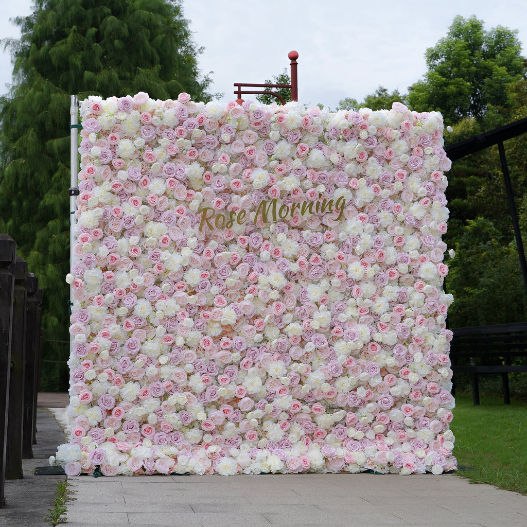 Hannah：7 Fabric Artificial rolling up curtain flower wall