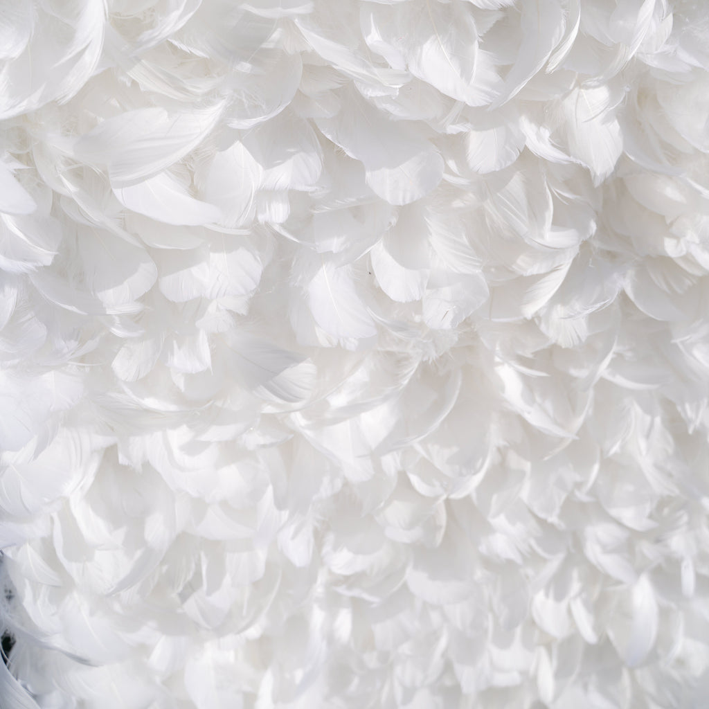 Hilton： Pure White Feather Flower Wall - 5D Fabric Backdrop for Wedding Birthday Party Event Decoration