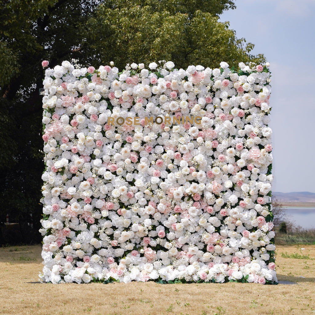 Honey：4D Fabric Artificial zip up curtain flower wall 8ft*8ft