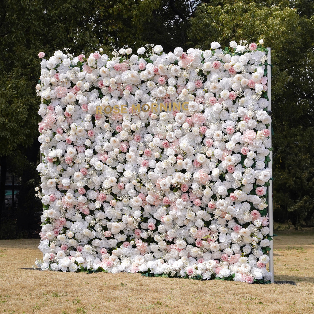 Honey：4D Fabric Artificial zip up curtain flower wall 8ft*8ft
