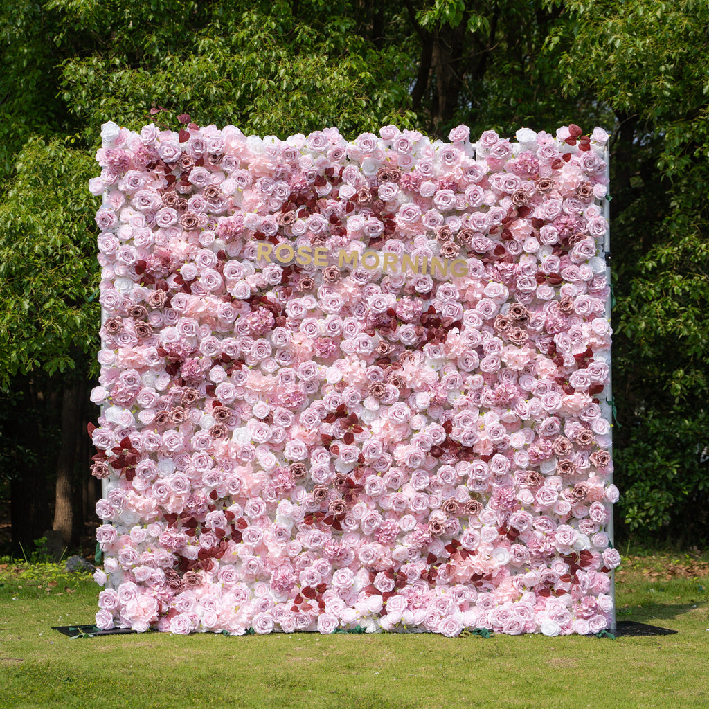 Hush：4D Fabric Artificial zip up curtain flower wall 8ft*8ft