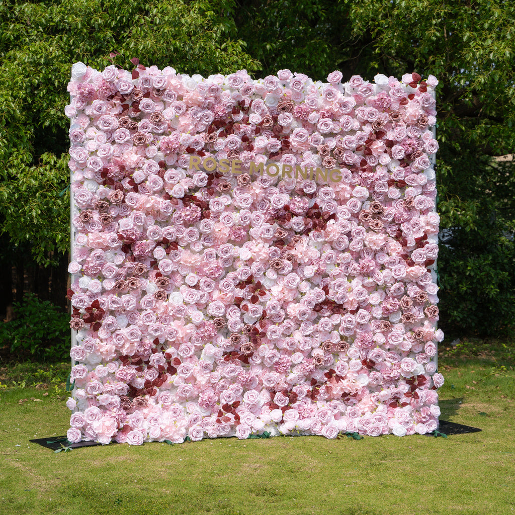 Hush：4D Fabric Artificial zip up curtain flower wall 8ft*8ft