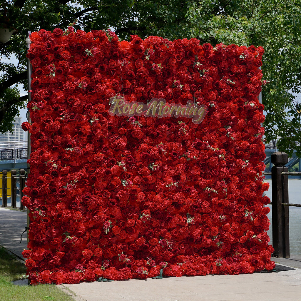 Jennifer：5D Fabric Artificial rolling up curtain flower wall