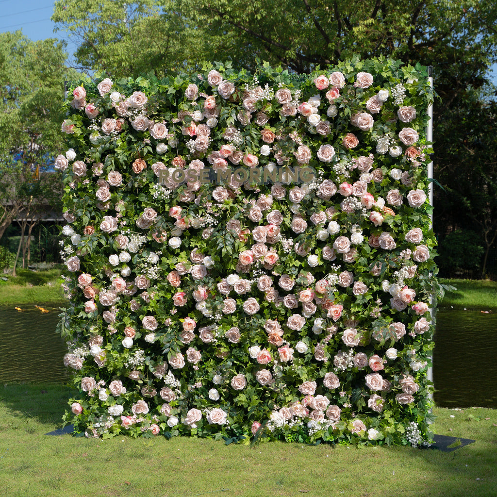Joel：5D Fabric Artificial rolling up curtain flower wall