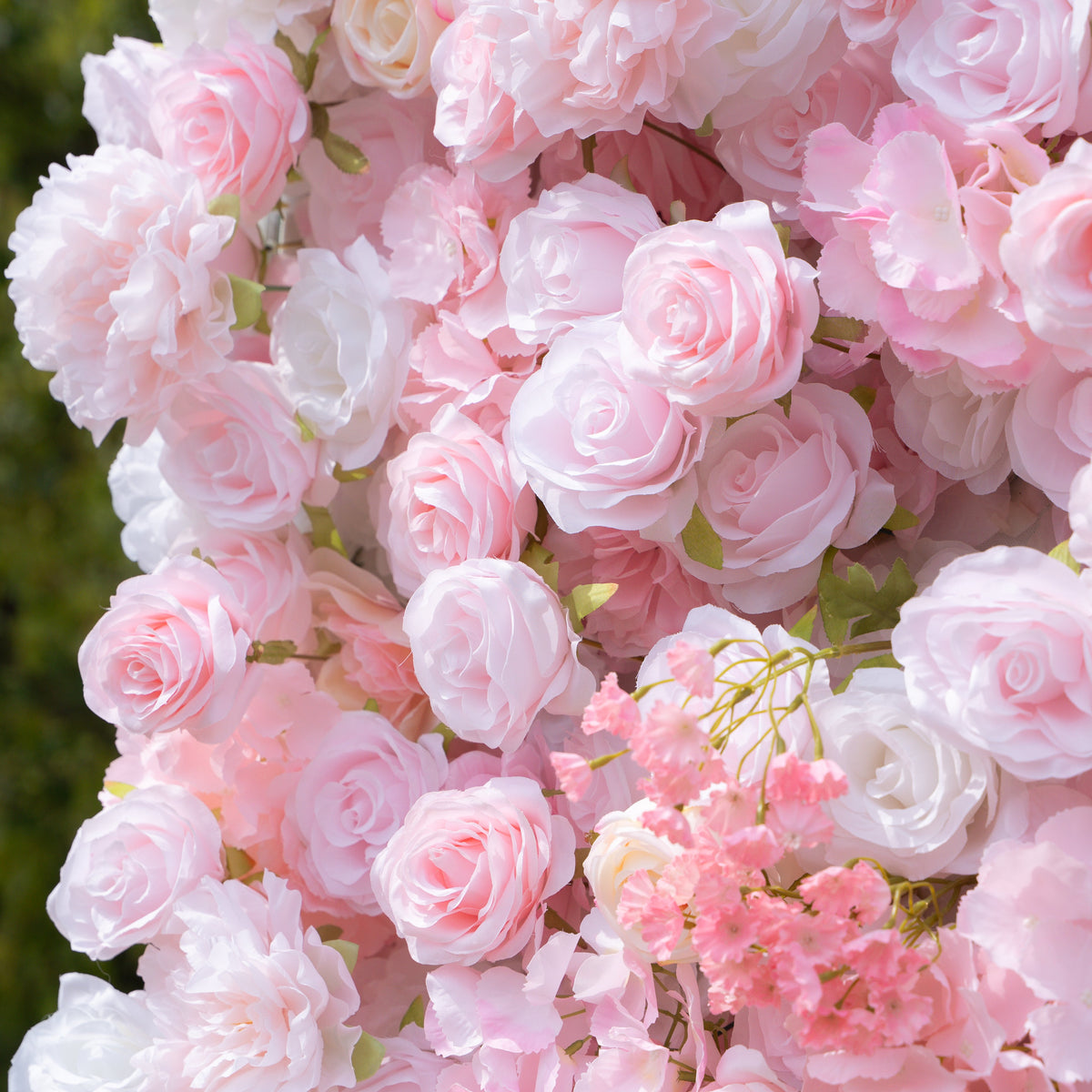 Kissing：5D Elegant Pink and White 5D Fabric Artificial Flower Rolling Curtain Perfect for Wedding & Event (Ready to Ship))