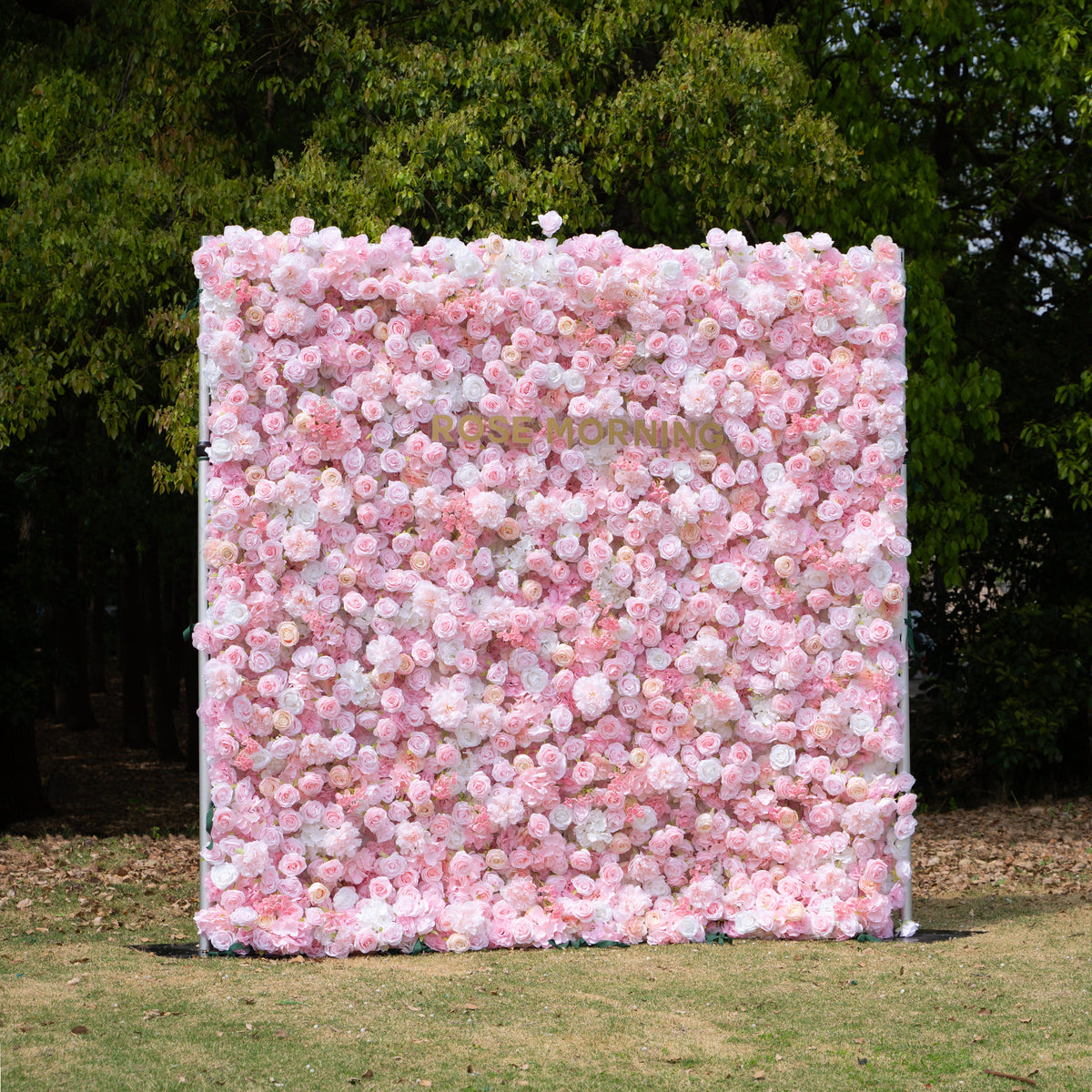 Kissing：5D Elegant Pink and White 5D Fabric Artificial Flower Rolling Curtain Perfect for Wedding & Event (Ready to Ship))