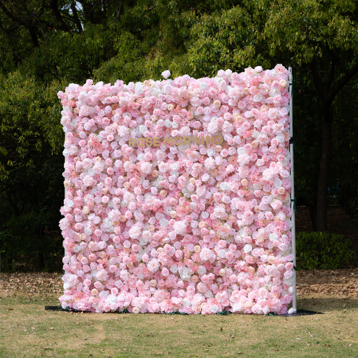 Kissing：5D Elegant Pink and White 5D Fabric Artificial Flower Rolling Curtain Perfect for Wedding & Event (Ready to Ship))