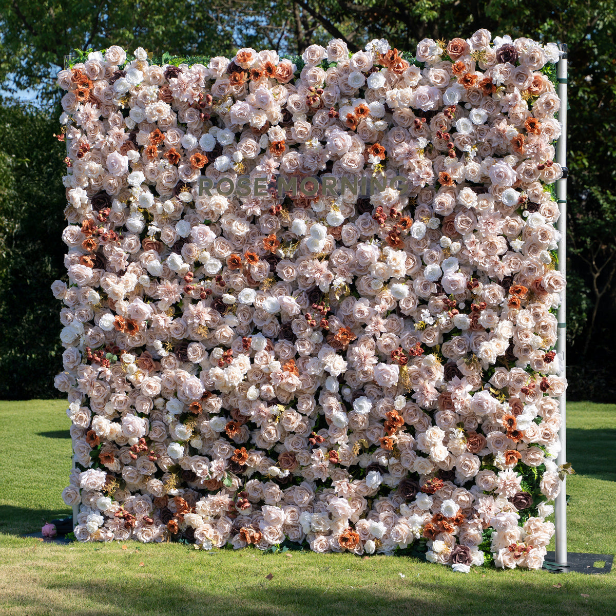 Latte：4D Fabric Artificial zip up curtain flower wall 8ft*8ft