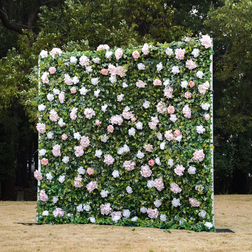 Lin:2D Fabric Artificial rolling up curtain flower wall 8ft x 8ft for weddings and events decoration